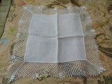 LOVELY Vintage BRIDAL Wedding Handkerchief,WIDE Hand Crochet Lace Hankie,Bridal Hanky,Collectible Vintage Hankies