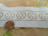 Antique French White On White Embroidered Trim,Heirloom  Insertion lace,For Dolls Christening Gowns Bridal,Collectible Vintage Lace