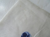 BEAUTIFUL Antique Silk Hanky, Blue Oriental Girl Silk Screened, Unique Vintage Handkerchief, Frame It, Collectible Vintage Hankies