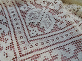 GORGEOUS Vintage Hand Made Lace Table Coth,Table Topper,Tea Tablecloth, Darned Lace,Hand Knotted Lace,French Farmhouse ,Vintage Linens