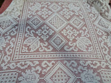 GORGEOUS Vintage Hand Made Lace Table Coth,Table Topper,Tea Tablecloth, Darned Lace,Hand Knotted Lace,French Farmhouse ,Vintage Linens