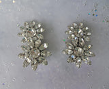GLAMOROUS Vintage 50s SHERMAN Glass Earrings,Large Brilliant Swarovski  Earrings,Sparkling Clip On Earrings,Collectible Vintage Jewelry