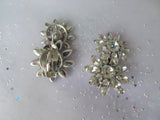 GLAMOROUS Vintage 50s SHERMAN Glass Earrings,Large Brilliant Swarovski  Earrings,Sparkling Clip On Earrings,Collectible Vintage Jewelry