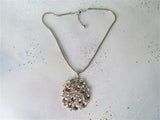 BEAUTIFUL Vintage Crown Trifari Pendant and Chain, Sparkling Faceted Purple White Glass Stones,Silver Snake Chain, Lovely Vintage Necklace