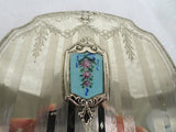 GORGEOUS Antique Dresser Jar,Sterling Silver,Enamel Top,Cut Glass,Vanity Dresser Cosmetic Jar,Beyond FABULOUS Decorative Boudoir Collectible