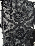 LOVELY Antique Black French Lace, Wide and Long Lace, 1890s Lace, Intricate Embroidery on Netted Lace,Black Roses, Collectible Vintage Lace