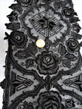 LOVELY Antique Black French Lace, Wide and Long Lace, 1890s Lace, Intricate Embroidery on Netted Lace,Black Roses, Collectible Vintage Lace