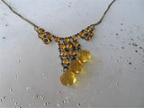 1920s GLITTERING Czech Crystal Necklace,Sparkling Faceted Yellow Glass,Art Deco Necklace,Vintage Bridal Necklace,Collectible Vintage Jewelry