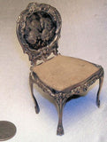 RARE  Sterling Silver Pin Cushion Antique Figural English Miniature Chair Authentic Old Cherub Angel Children Faces Needlework Sewing Tool