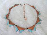 EYE CATCHING Matisse Necklace, Turquoise Enamel and Copper Necklace, Atomic Design, Collectible Mid Century Vintage Jewelry