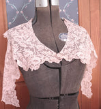 Breathtaking Antique FRENCH LACE Capelet,Collar,Tambour Embroidered ROSES,Amazing Hand Work,Gatsby Style,Bridal Wedding,Vintage Clothing