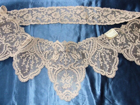 Breathtaking Antique FRENCH Netted Tulle LACE Circular Applique Flounce Roses Flowers Bridal Wedding Flapper Era Downton Abbey Gatsby