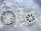 BEAUTIFUL Antique French Embroidered Silk Handkerchief Hanky Lots of Handwork Needle Lace Special Bridal Wedding Hankie, Collectible Hankies