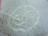 Breathtaking WEDDING BRIDAL Vintage Madeira Monogram HANDKERCHIEF Pretty Hand Embroidery Work Hankie  Lovely Linen White Embroidery