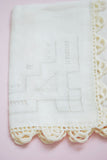 Antique WEDDING BRIDAL Hanky Drawn Thread Work Hankie Lace Edged Handkerchief
