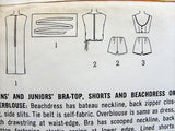 1960s BEACHWEAR Pattern Simplicity 4995 Two Pc High Waist Swimsuit, Bra Top, Shorts,Beachdress or Overblouse Coverup  Bust 33 Vintage Sewing Pattern