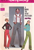 1960s RETRO Suspender Pants Pattern SIMPLICITY 8415 Cute High Waist Straight Pants 3 Versions Waist 24 Vintage Sewing Pattern UNCUT