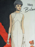 60s Mod BALMAIN Dress and Jacket Pattern VOGUE PARIS Original 1845 Geometric Sheath Dress Fitted Jacket Bust 32 Vintage Sewing Pattern UNCUT
