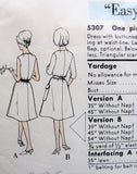 1960s Dress Pattern Vogue 5307 Easy to Make One Piece Dress and Scarf Bust 34 Vintage Sewing Pattern